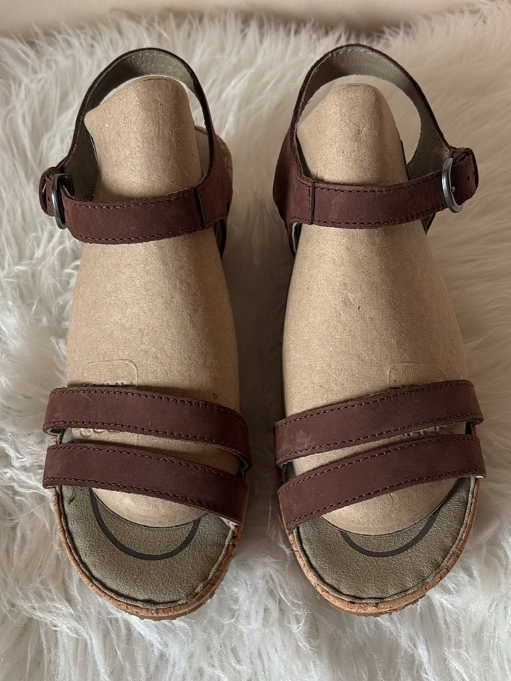 Eddie Bauer Dark Brown Triple-Strap Slingback Sandals